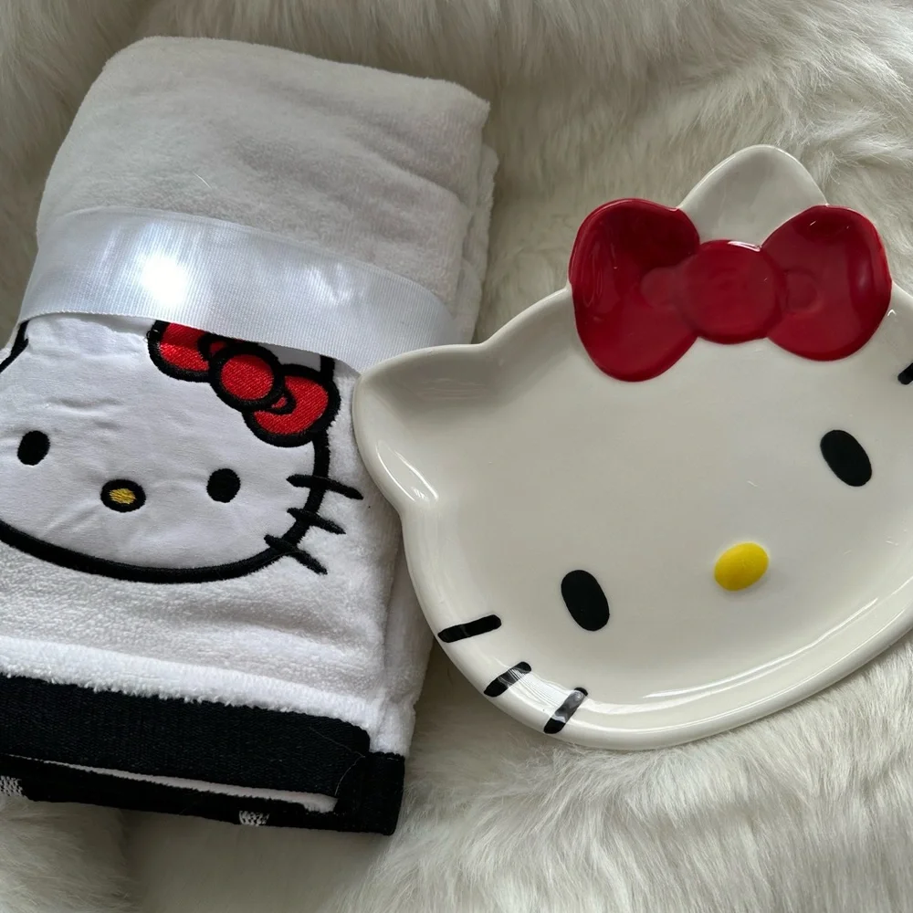 Hello Kitty 2Towels & Ceramic Tray